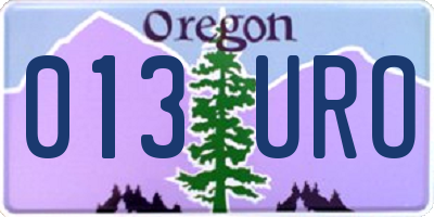 OR license plate 013URO