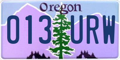 OR license plate 013URW