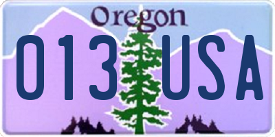 OR license plate 013USA