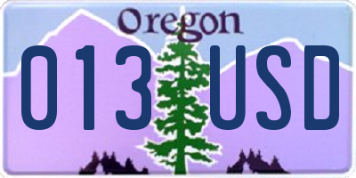 OR license plate 013USD