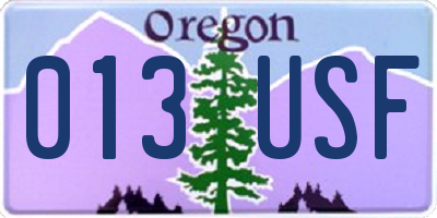 OR license plate 013USF