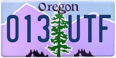 OR license plate 013UTF