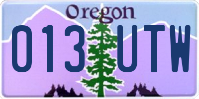 OR license plate 013UTW