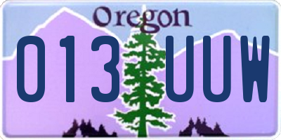 OR license plate 013UUW