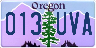 OR license plate 013UVA