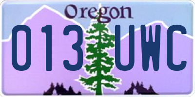 OR license plate 013UWC