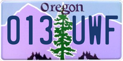 OR license plate 013UWF