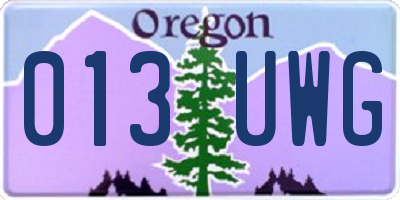 OR license plate 013UWG