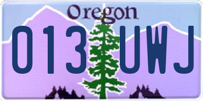 OR license plate 013UWJ