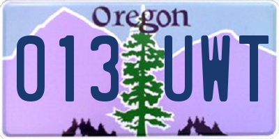 OR license plate 013UWT