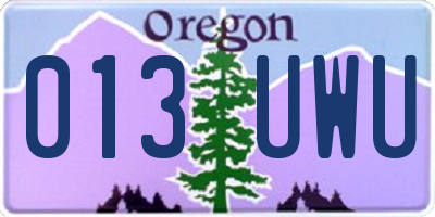 OR license plate 013UWU