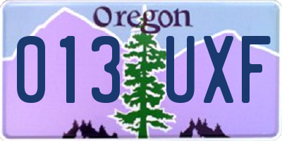 OR license plate 013UXF