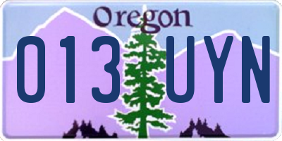 OR license plate 013UYN