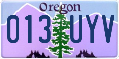 OR license plate 013UYV