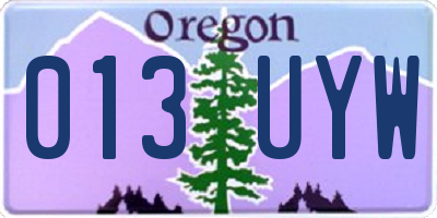 OR license plate 013UYW