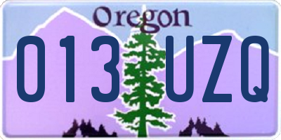 OR license plate 013UZQ