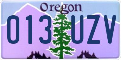 OR license plate 013UZV