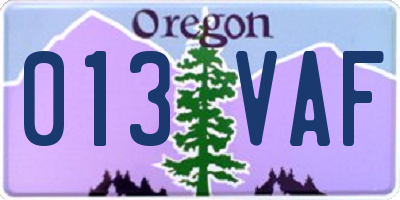 OR license plate 013VAF