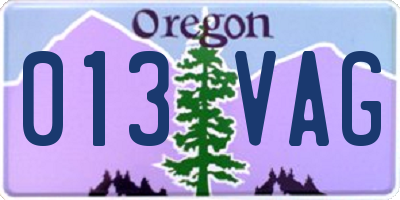 OR license plate 013VAG