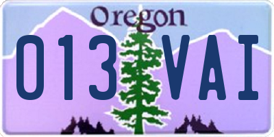 OR license plate 013VAI