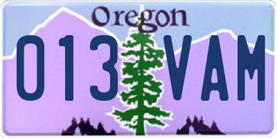 OR license plate 013VAM