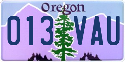 OR license plate 013VAU