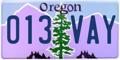 OR license plate 013VAY