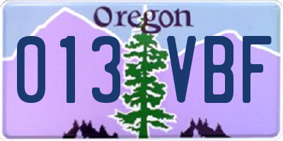 OR license plate 013VBF