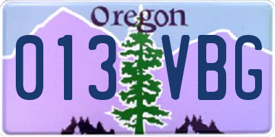 OR license plate 013VBG