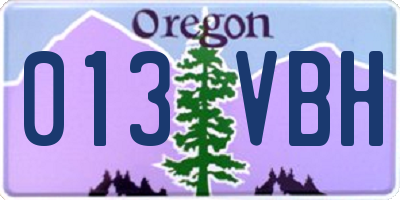 OR license plate 013VBH