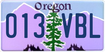 OR license plate 013VBL