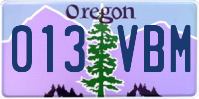 OR license plate 013VBM