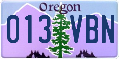 OR license plate 013VBN