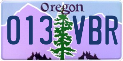 OR license plate 013VBR