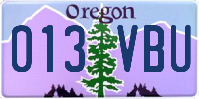 OR license plate 013VBU