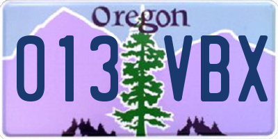 OR license plate 013VBX