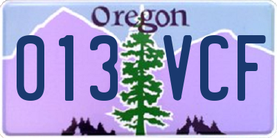 OR license plate 013VCF