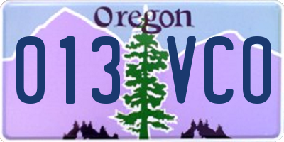 OR license plate 013VCO