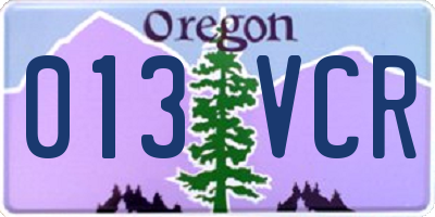 OR license plate 013VCR