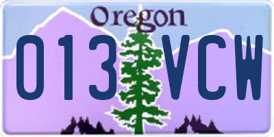 OR license plate 013VCW