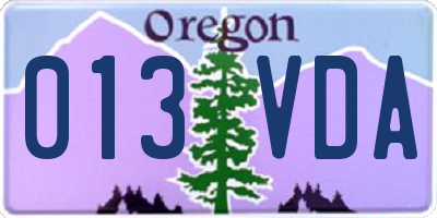 OR license plate 013VDA