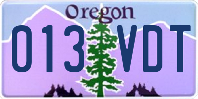 OR license plate 013VDT