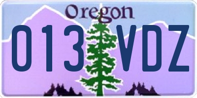 OR license plate 013VDZ