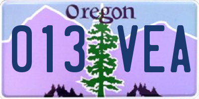 OR license plate 013VEA