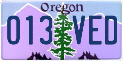 OR license plate 013VED