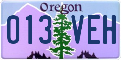 OR license plate 013VEH