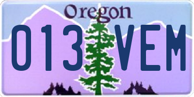 OR license plate 013VEM