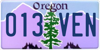 OR license plate 013VEN