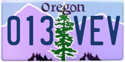 OR license plate 013VEV