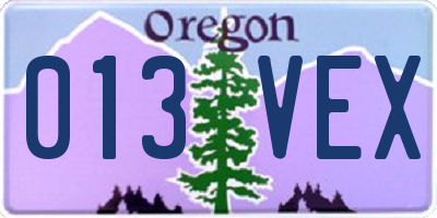 OR license plate 013VEX